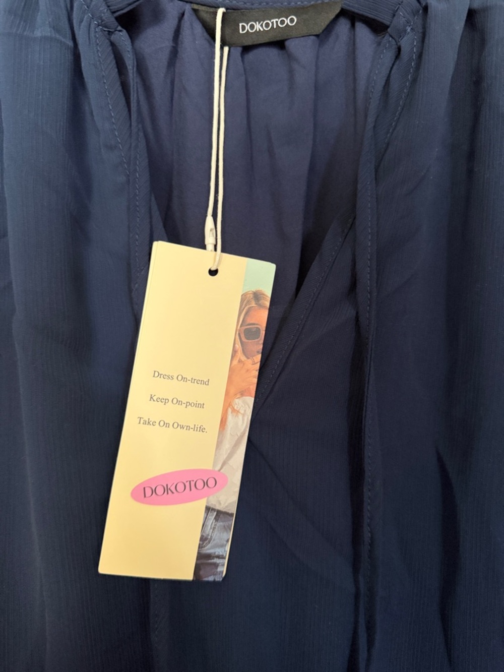 NWT Dokotoo Casual Navy Blue Tiered Mini Dress with Ruffle Hem medium summer - Picture 2 of 4